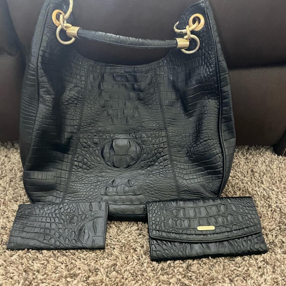 Black Brahmin Purse, Wallet and Checkbook set